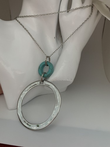 Paparazzi necklace and Artisan 2 Pairs earrings Natural Turquoise Stone - Picture 15 of 24