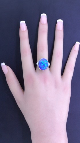 Australian Boulder Opal Diamond Platinum Ring - Picture 6 of 6