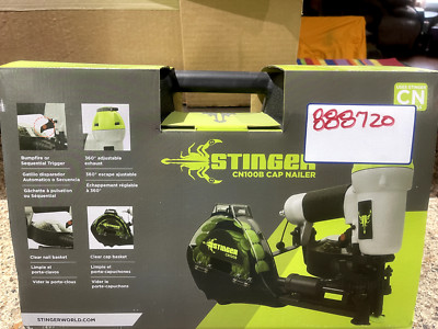 NEW!! STINGER CN100B Cap Nailer 1'' 15-Degree Pneumatic Roofing Nailer