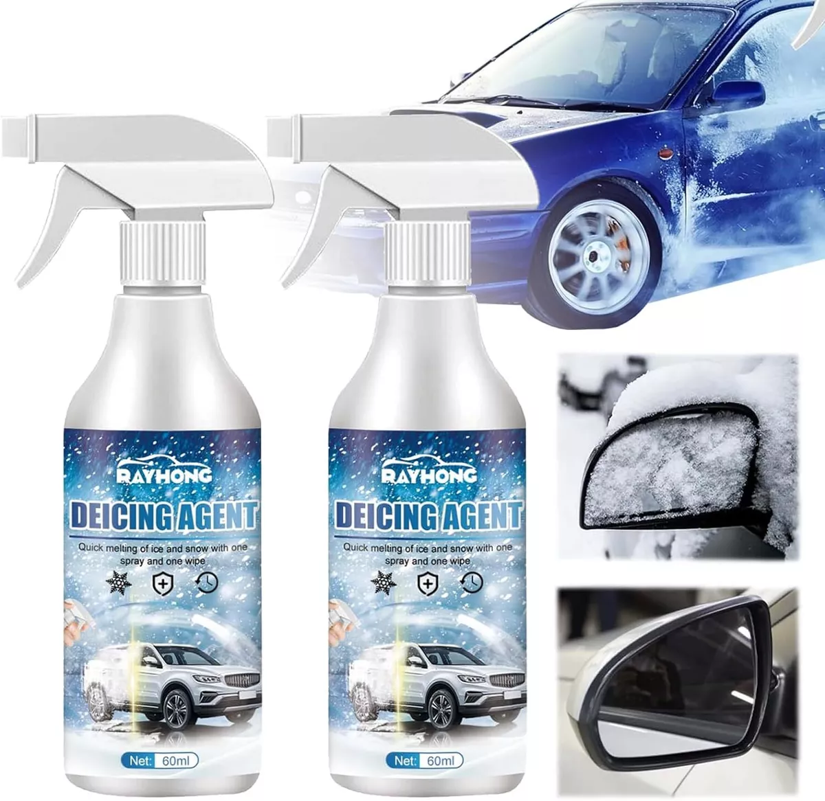 Deicer Spray for Car Windshield, Ice Remover Melting Spray 60ml  Multi-Purpose