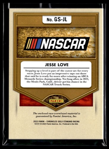 2023 Panini Chronicles Racing Gold Newly Minted GS-JL Jesse Love - Picture 2 of 2