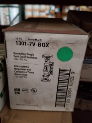 Cooper Lighting 1301-7V-BOX Standard Toggle Switch, Ivory, (10)