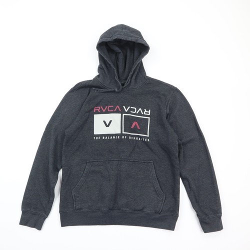 RVCA Hoodie Sweatshirt Men's Small Gray The Balance of Opposites Box Logo
