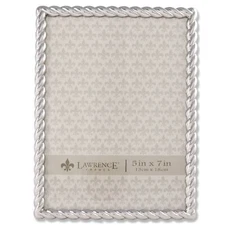 Contemporary Silver Metal 5x7 Picture Frame with Rope Design and Velvet Backing