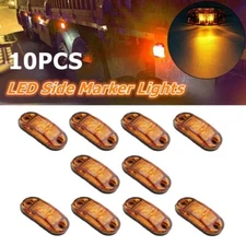 10Pcs Amber 2 LED Light Oval Car Clearance Trailer Truck Side Marker Tail Lamp