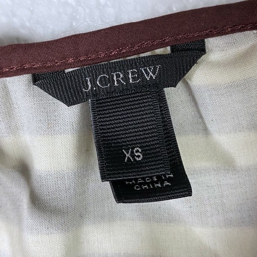 J. Crew Women's Size XS Striped Top Blouse Tie Back Detail Brown Long Sleeves - Picture 2 of 9