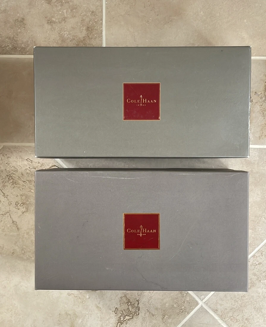 2 COLE HAAN EMPTY Shoe BOXES STORAGE ORGANIZING HEAVY CARDBOARD GREY