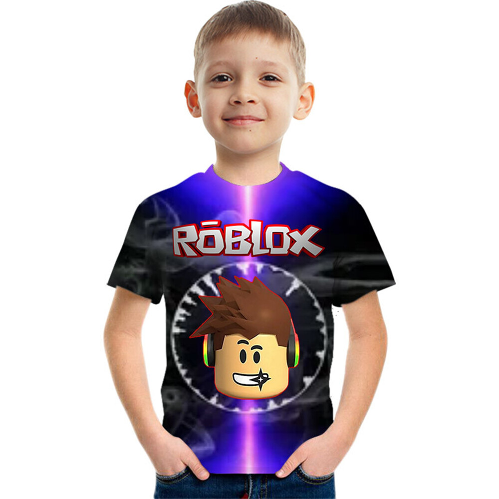 Kids Roblox Printing 3D Casual Summer T-Shirt Boys Girls Short