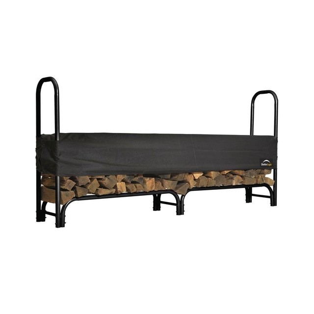 Firewood Rack With Cover 8 Ft Log Holder Split Wood Open Design