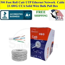 CAT6 UTP 500 Ft Bulk Roll Ethernet Network Cable 23AWG CCA Solid Wire WHITE