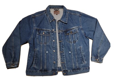 LEE Denim Jean Jacket Size XL Blue Pockets Collared Cotton Long Sleeve Mens EUC!