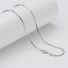 Real 925 Sterling Silver Necklace Classic w/Bead Diamond Cut Snake Chain Stamped