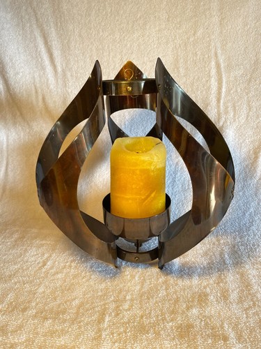 VTG Copper Hanging Candle Lantern MCM 1960's, copper with patina Mascot.