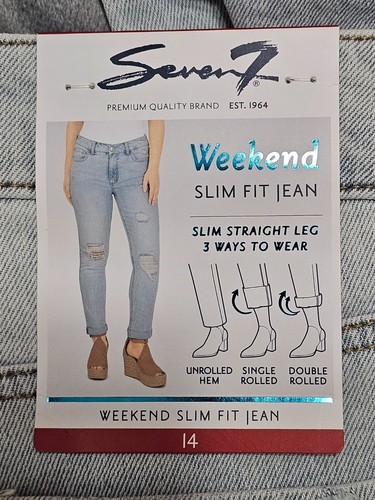 Seven 7 Weekend Slim Fit Womens 5 Points Distressed Straight Leg Jeans Size 14 - Picture 5 of 5