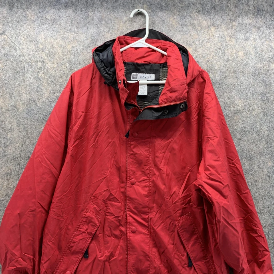 Jaqueta LL Bean masculina média adulta vermelha zíper completo viajante ao ar livre trench coat - Imagem 2 de 4