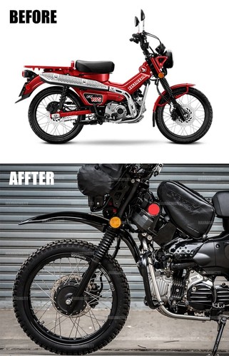 BLACK FRONT FENDER MUDGUARD FRAME FOR HONDA CT 125 TRAIL HUNTER CUB 2020-2023 - Picture 14 of 14