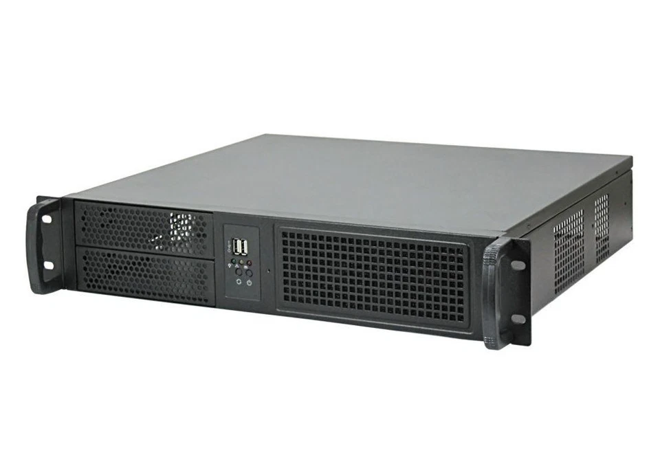 19" Rack Server Gehäuse 2U 2HE schwarz - nur 38cm tief