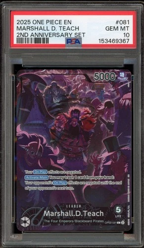 One Piece CCG Marshall.D.Teach 2nd Anniversary Set OP09-081 PSA 10 Gem Mint