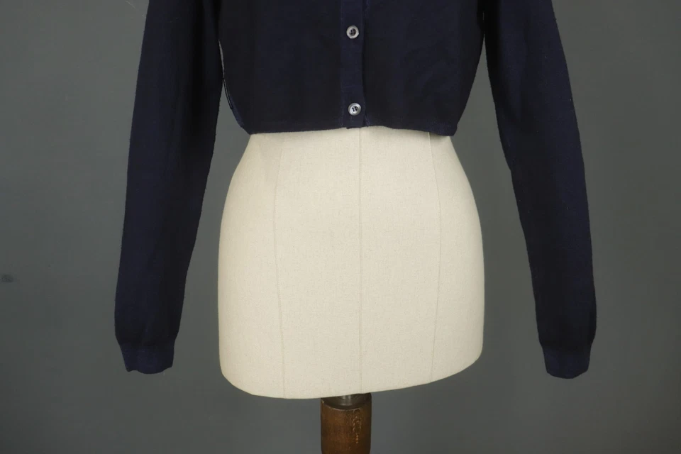 PRADA Navy Long Sleeve Round Neck Knitted Button Front Cardigan Sweater Size S/M - Image 3 of 4