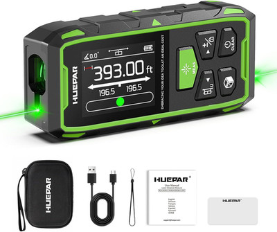 Dual Laser Measuring Tool, 393Ft Green-Beam Bilateral Digital Laser Distance Mea