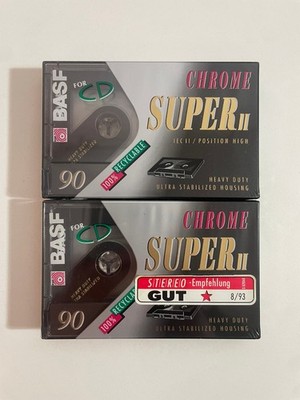 2x Basf Chrome Super II 90 Audio Kassetten - OVP - New!