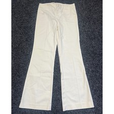 Ecru Womens ivory Flare Leg Trousers Size 2 Cotton Blend Professional Chic Pants