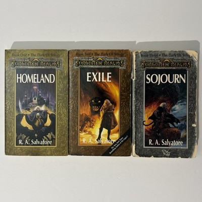 Forgotten Realms Dark Elf Trilogy TSR Books 1-3 Homeland Exile Sojourn Drizzt