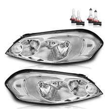 Headlights W/Bulbs for 2006-2016 Impala 2006-2007 Monte Carlo Chrome Halogen
