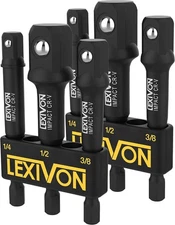 LEXIVON [2-Pack] Impact Grade Socket Adapter Set, 3" Extension Bit One Size 