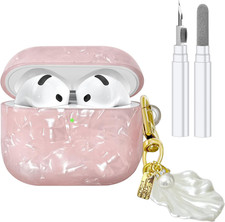 AirPods 4 Case Cute TPU Pink Cover with Cleaner Kit Shell Keychain Women Girls