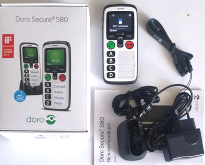 Seniorenhandy DORO Secure 580 Black / White - mit SOS-Taste und Ladestation NEU