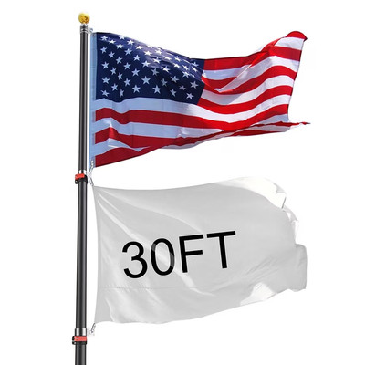30' American Aluminum Telescopic Flag Pole, Black