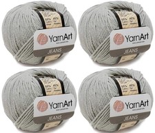 Yarnart Jeans Yarn Lot Of 4 Skeins 200G Light Grey Sport 55 Cotton 45 Acrylic