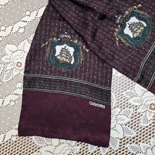 De Colección Para Hombre Foulard Bufanda Barco Náutico Corona Cresta Borgoña Verde 10x51 Rectángulo - Imagen 7 de 12