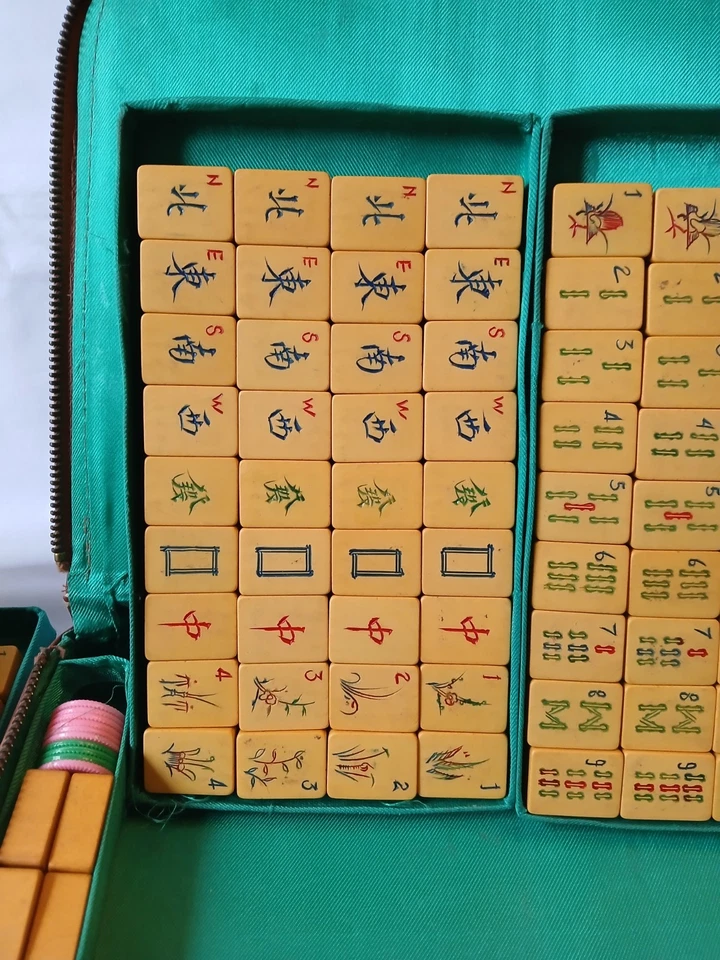Jacques Mahjong 148 Butterscotch Bakelite Tiles Case Book Mah Jong Jongg Vintage - Image 3 of 4
