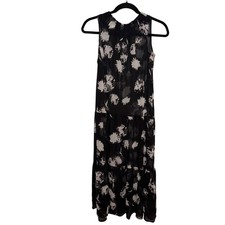 Simply Vera Vera Wang Sleeveless Black Floral Maxi Dress Size S Floral Sheer