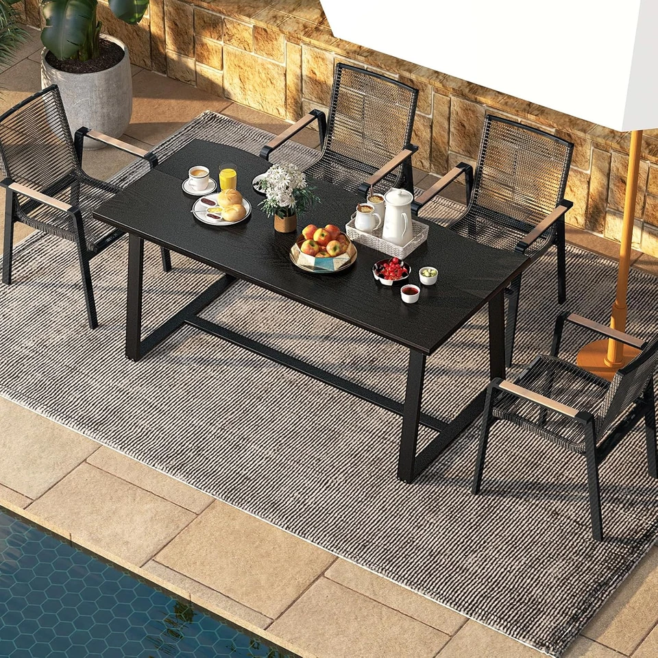 63" Large Dining Table for 4-6, Mid-Century Kitchen Table W/Heavy-Duty Metal Fra - Image 4 of 4