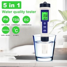 5 in 1 Digital LCD PH/TDS/EC/Temperature/Salinity Water Quality Tester Meter Pen