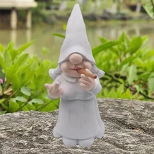 MINICAR Middle Finger Gnome Statue Lady, Funny Outdoor Smoking Female 