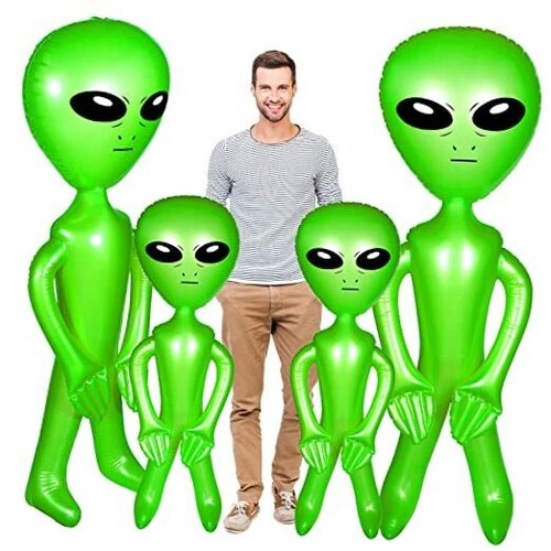 4-Piece Green Giant Inflatable Alien Toy, 35/63 Inch, Leak Proof Technology,
