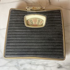 Rare Vintage Mid Century Black and Gold Auto Zero Detecto Bathroom Scale 0-275