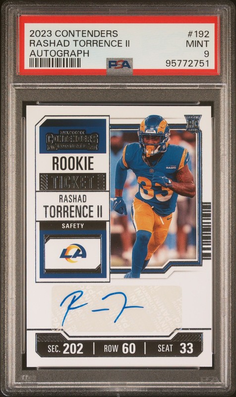 2023 CONTENDERS AUTO #192 RASHAD TORRENCE II ROOKIE RC PSA 9
