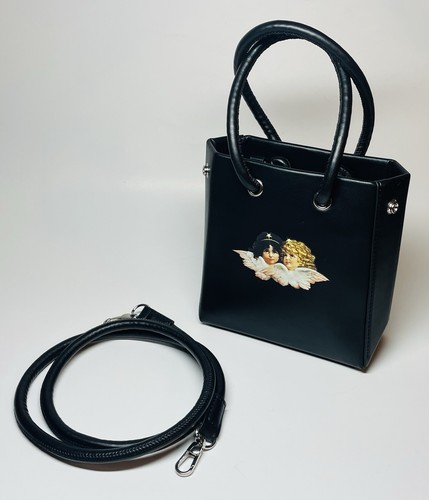 Fiorucci Mini Borsa Tote Borsetta Pelle Nera Tracolla Angeli