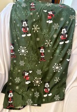 Disney Mickey  Minnie Mouse Green Snowflake Christmas Fabric Shower Curtain