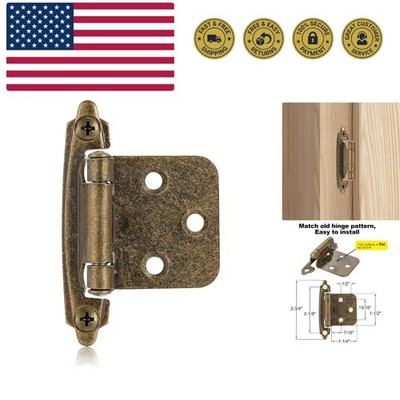 4 Pack 2 Pairs Antique Brass Self Closing Cabinet Hinges for Kitchen Cabinet ...