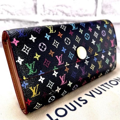Louis Vuitton Multicolor Sarah Wallet Zippy Black Murakami Monogram Long Wallet