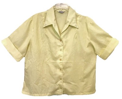 Ship  n Shore Womens L/XL Vintage 60s Yellow Cuffed Short Sleeve Button Up Shirt
