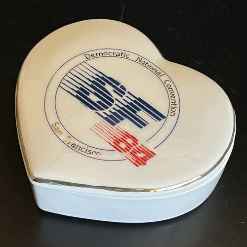 Vtg 1984 Democratic National Convention SF DNC Porcelain Heart Trinket Box Rare! - Picture 2 of 12