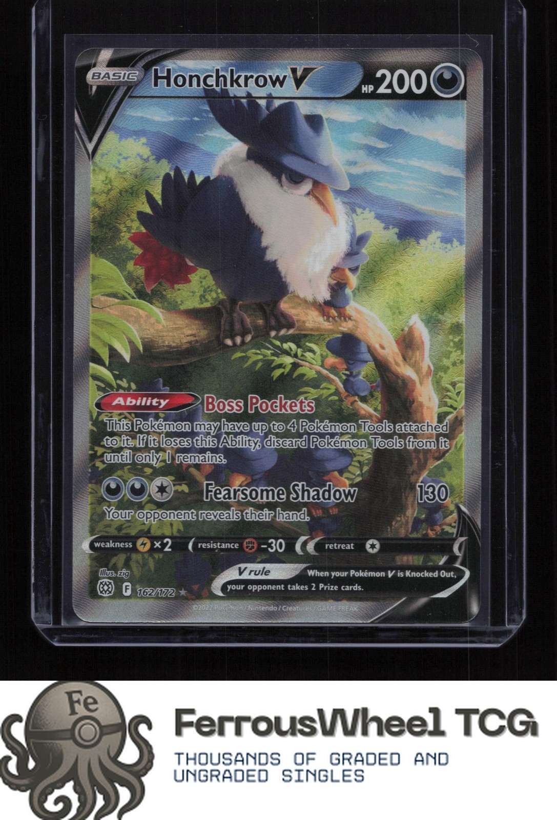 Honchkrow V (Alternate Full Art) 162/172 - SWSH09: Brilliant Stars - (NM)