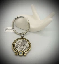 Brighton Olympia PEGASUS Silver Gold Turquoise Crystal Key Fob Pendant  MSP $36